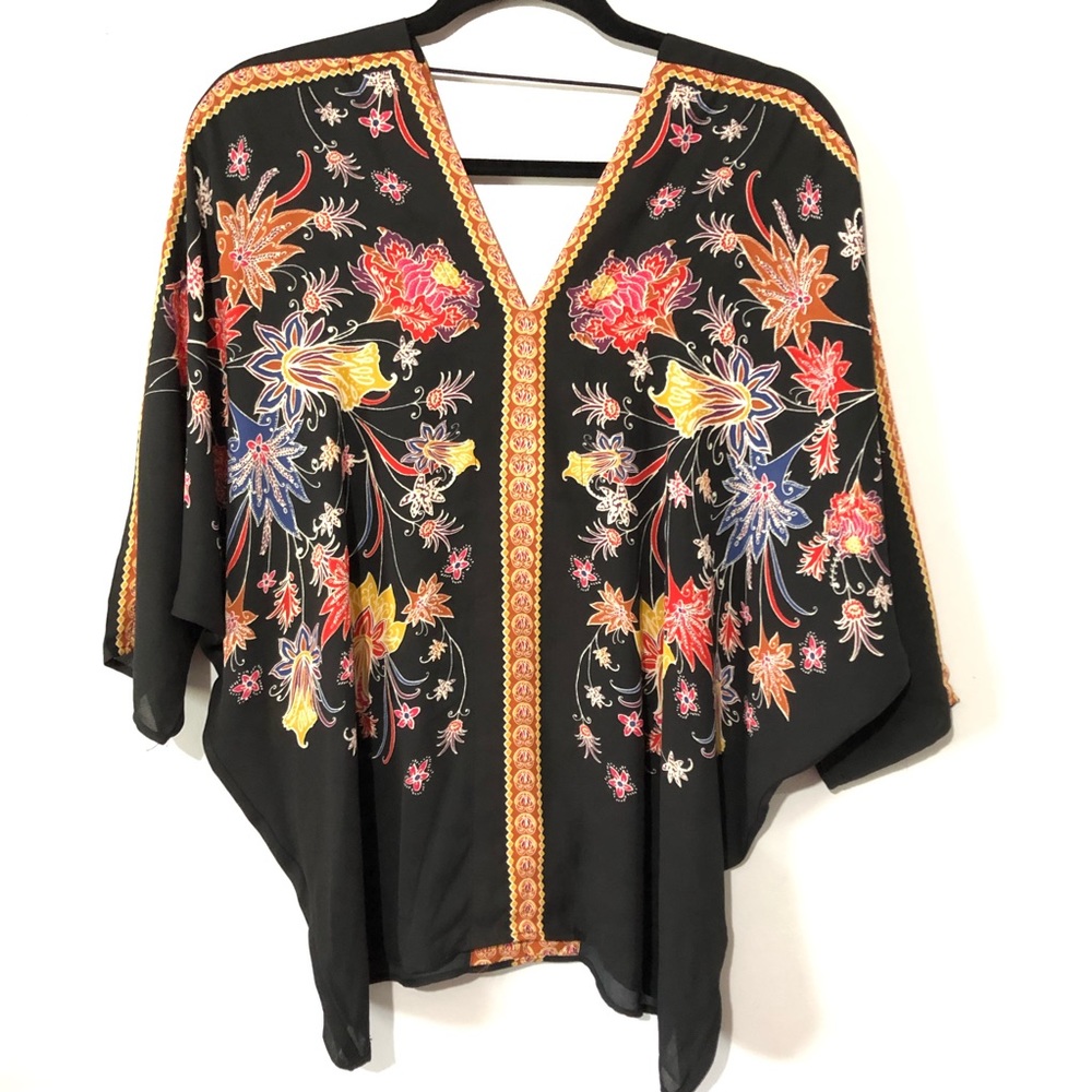 Rose & Olive Floral Kimono Tunic Top S